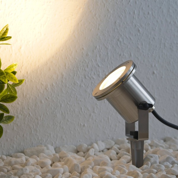 LED-Teichstrahler / Gartenteich Licht 230V, aus Edelstahl IP68 mit GU10 Leuchtmittel 5W