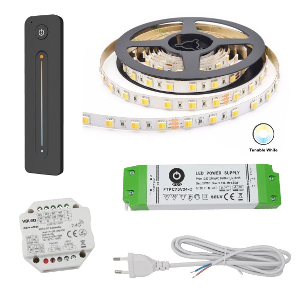 24VDC Tunable white CCT LED-Streifen Strip light 5m KIT