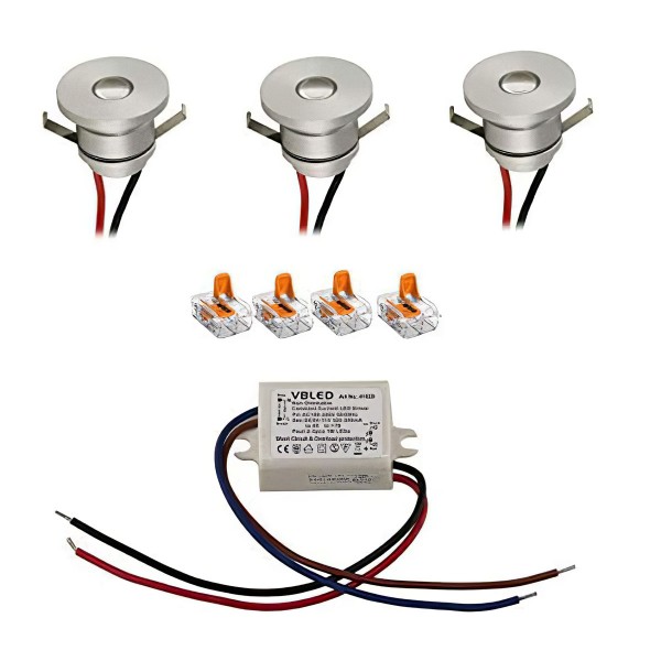 LED Aluminium Mini Einbaustrahler deckenleuchte 1W Spot 3er-Set
