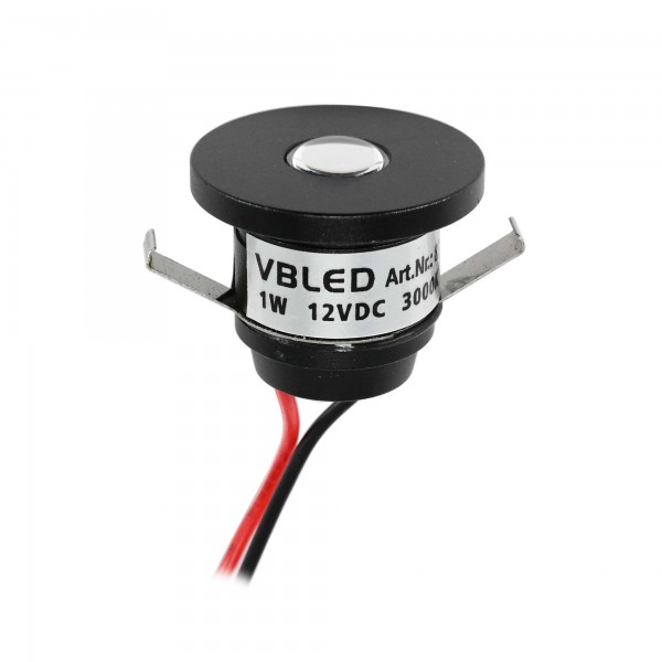 1W LED Mini Einbauspot &quot;ALDYNE&quot; schwarz - 12VDC - IP44 - 3000K