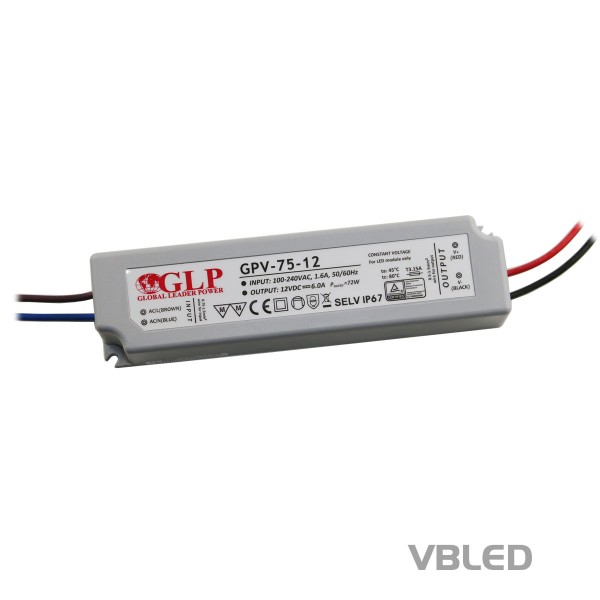 LED Netzteil Konstantspannung / 12V DC / 72W