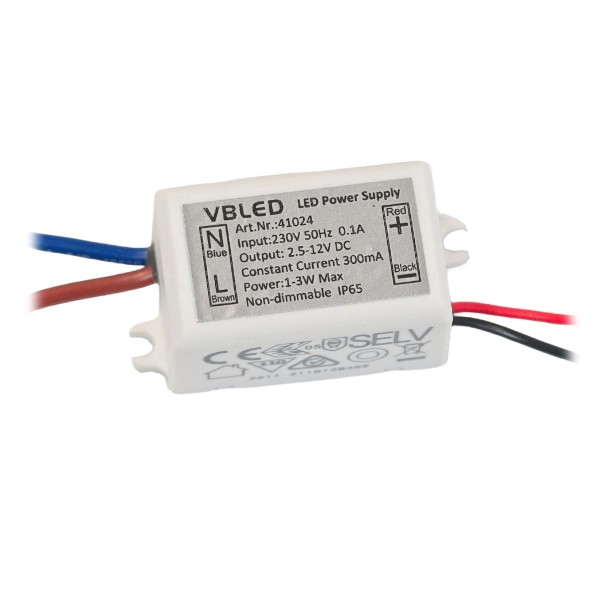 Konstantstrom LED-Treiber 300mA - 1-3W - IP65 Wasserdicht - Für Mini-Spots