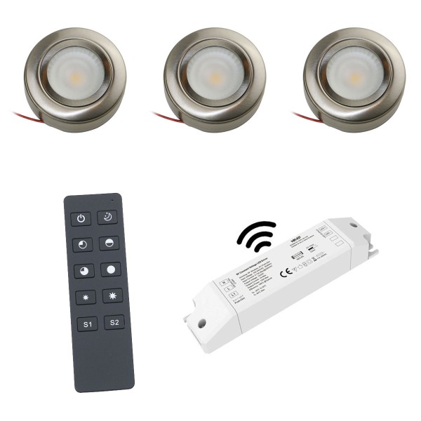 3er-Set LED-Schrank-Küchen-Unterbau-Leuchte mit Funk LED Netzteil und Fernbedienung