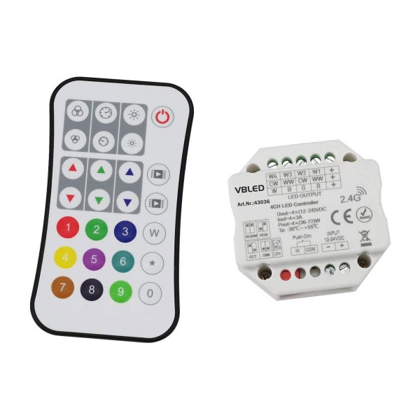 &quot;INATUS&quot; SET - Funk Dimmer Controller für RGB, oder RGB+W LED Streifen 12-24V DC