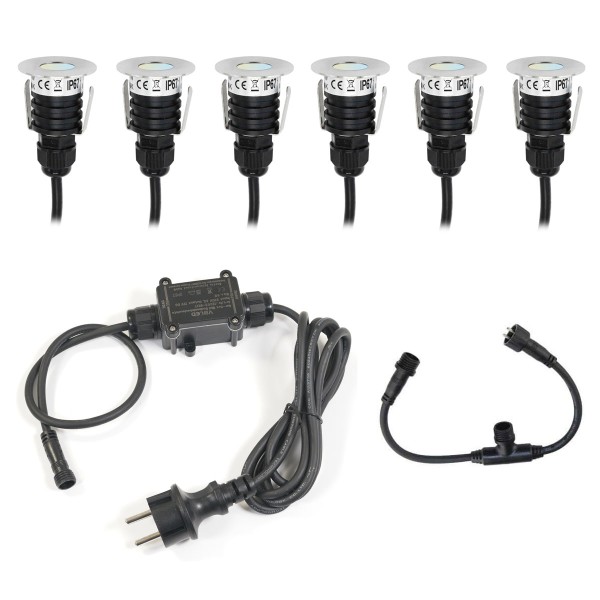 6er Set Mini LED Bodeneinbauleuchte Zwei Farbtemperaturen(3000K/6000K) 3W 3-STEP-DIM