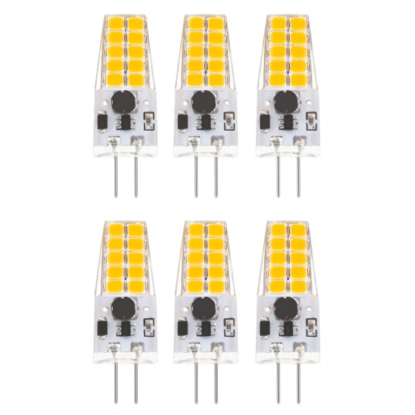 6er Pack Dimmbare G4 LED Lampen 2.5W 12V-24V AC/DC - 2700K Warmweiß - 220lm Ersatz für 20W-30W