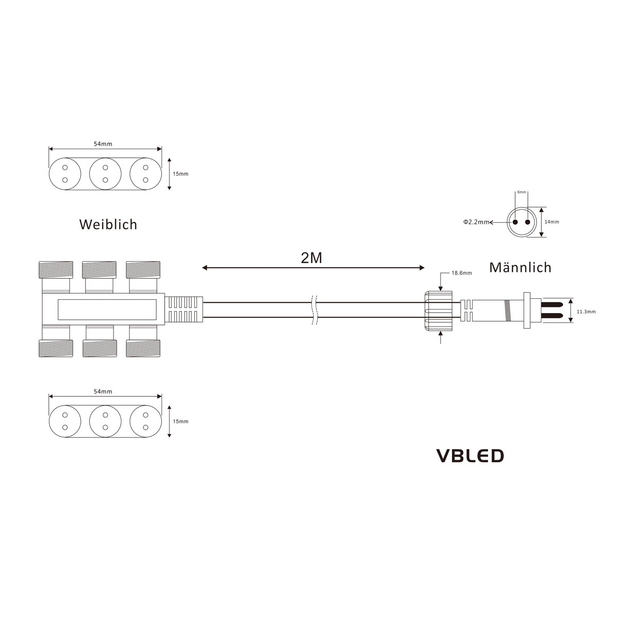 VBLED® 2m Verlängerungskabel-Gartus© 12V/Niedervolt IP65 Schutz für den  Außenbereich - geeignet für Garten-Beleuchtung, Strahler, Pumpen,  Lichterketten, uvm. : : Sonstiges