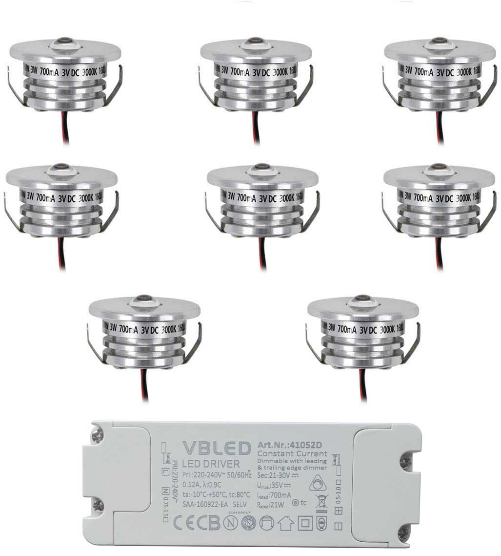 4er Set 3W LED Aluminium Mini Einbaustrahler Spot "Luxonix" warmweiß mit dimmbar