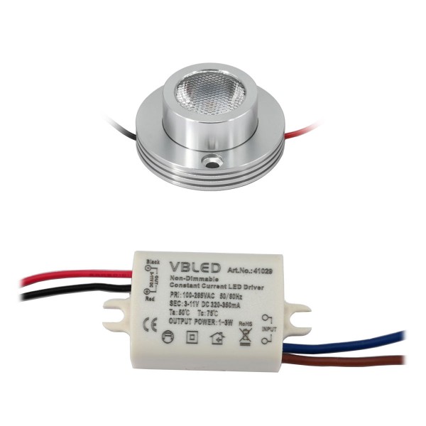 1er KIT - 1W LED Aufbaustrahler &quot;CYLINDRO&quot; Deckenspot 3V 3000K