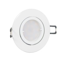 Decora Deckeneinbaustrahler rund Weiß flach 35 mm 230V mit 5W LED Modul 3000K Decora Deckeneinbaustrahler rund Weiß flach 35 mm 230V mit 5W LED Modul 3000K