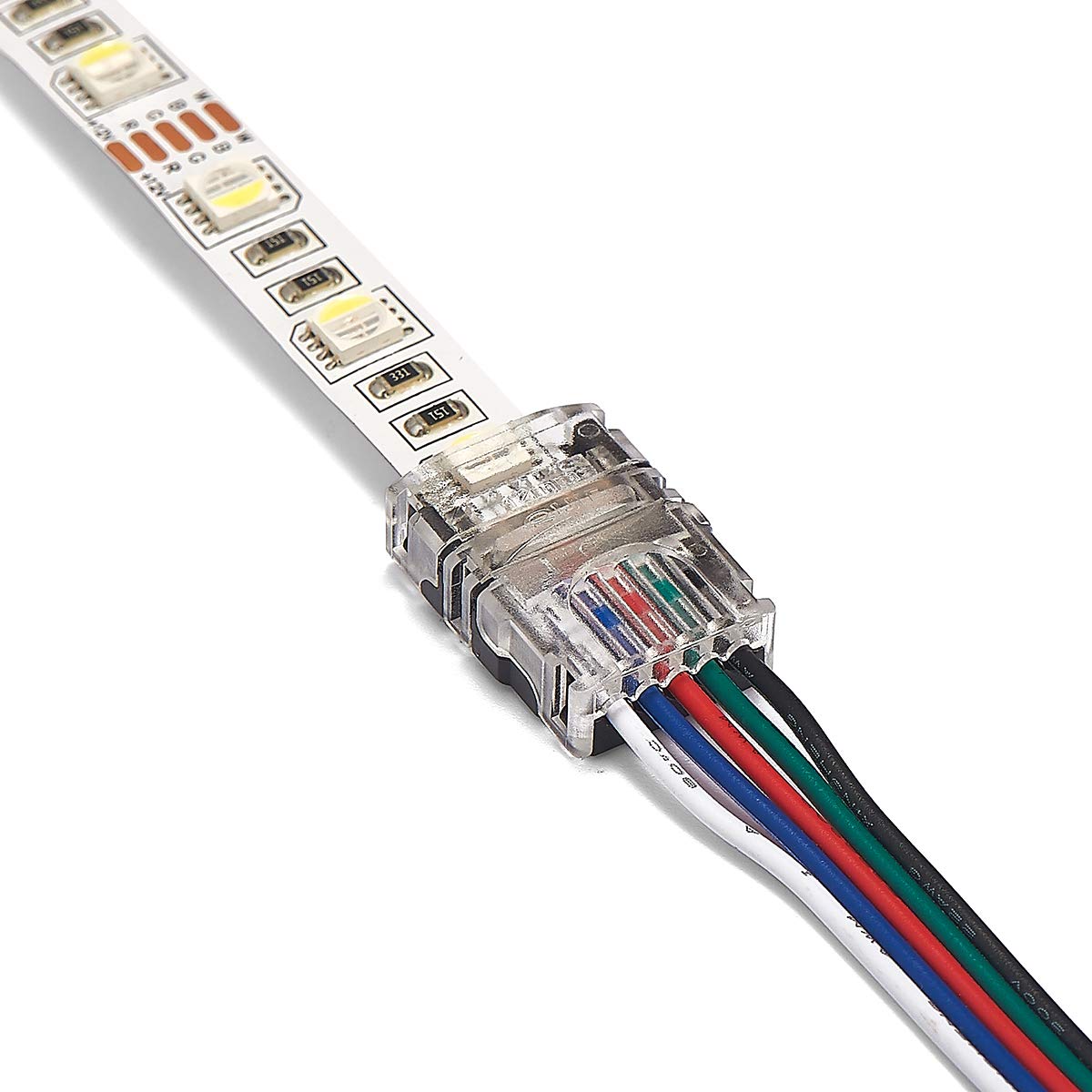 2 RGB/LED Streifen/Stripes 10mm 12cm Kabel 4-Pin Klapp-Verbinder ohne löte 