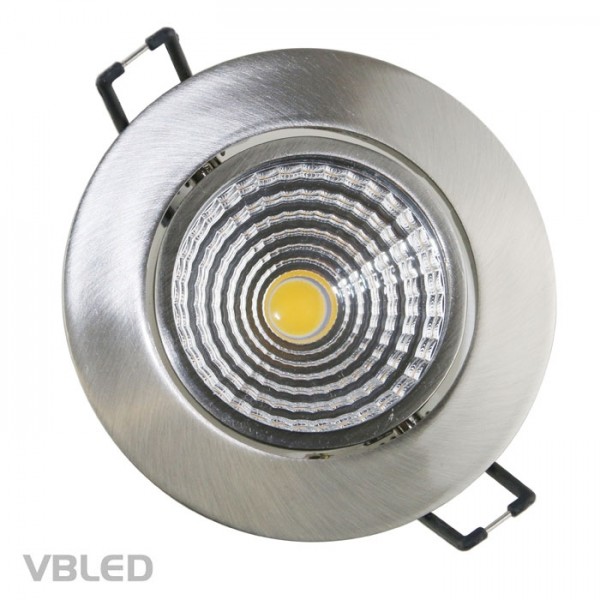 LED COB Einbaustrahler - rund - Druckguss - gebürstet - 7W