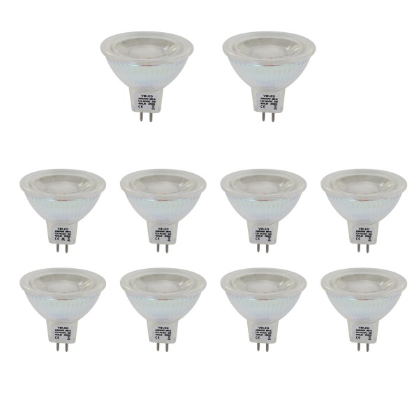 10er-Set MR16 GU5.3 LED Lampen, dimmbar, 450LM, 5W Ersatz für 50W Halogenlampen, Warmweiß(2900K)