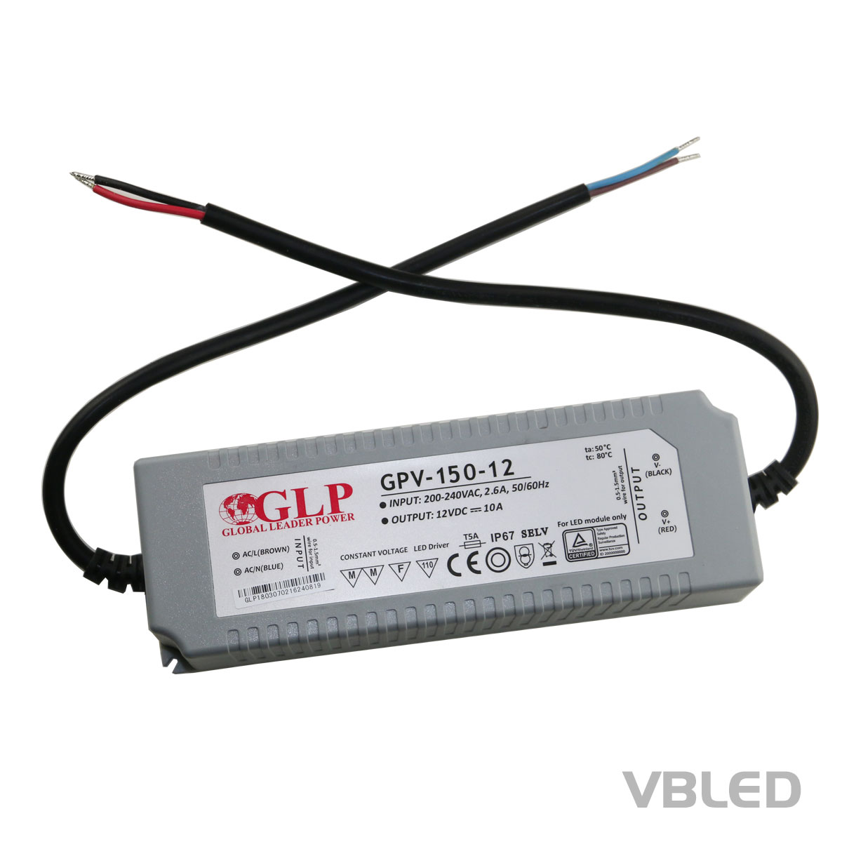 GPV-120-12 120 Watt 12 Volt LED Trafo Treiber Netzteil IP67 Wasserfest 