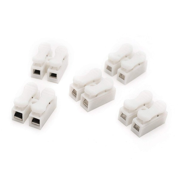 50 Stk.Kabel Klemme für elektro Kabel Spring Draht Stecker Terminal Block, weiß, CH-2