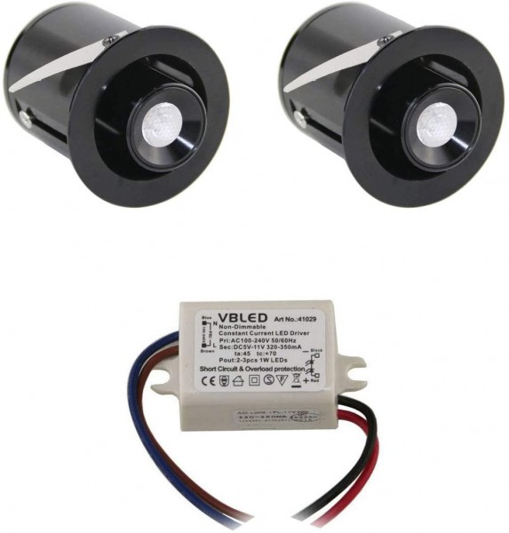 2er KIT - 1W Mini LED Einbaustrahler " TINI" Schwenk- und Höhenverstellbar