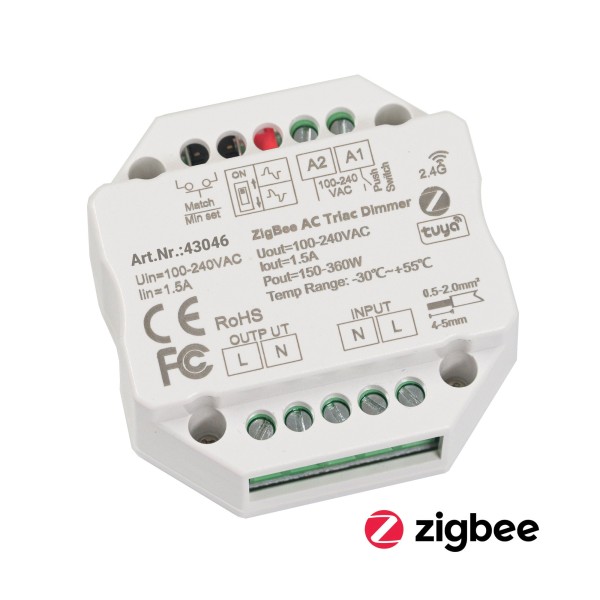 ZigBee 2.4G Funk Controller 230V Unterputz Dimm-Aktor Dimm-Schalter max. 200W LED 400W Halogen