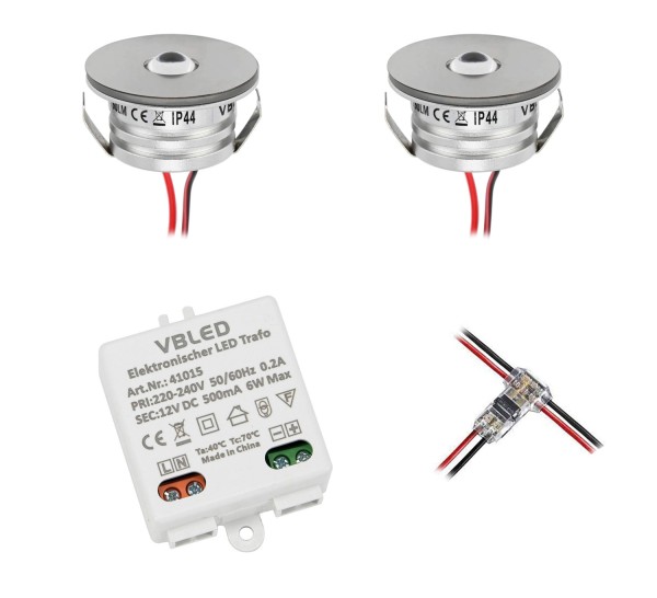 2er Set 3W Mini-Einbauspot Einbaustrahler &quot;NOVOS&quot; 3000K 12V DC Warmweiss Inkl.LED Trafo