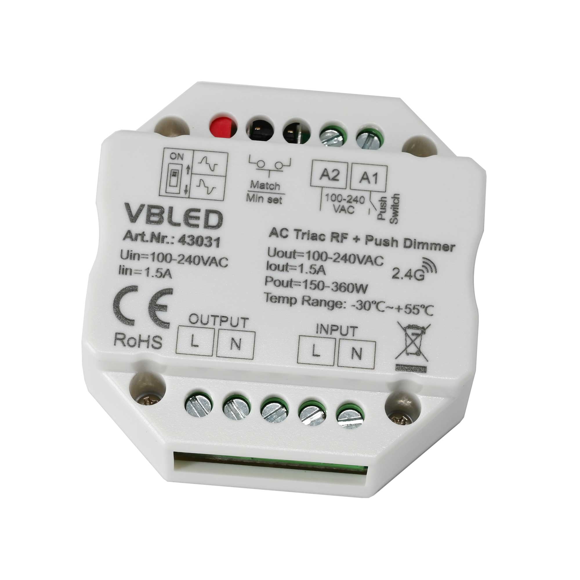 Universal LED Fernbedienung Trafo & Halogen bis 240W Funk-Dimmer 230V  inkl 
