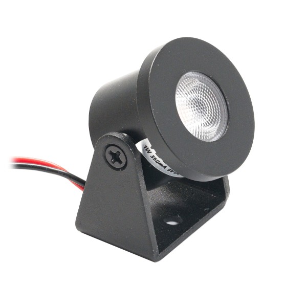 1W Mini LED Aufbaustrahler &quot;Alyana&quot; schwarz 3VDC 350mA 3000K