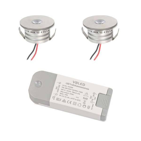 2er Set LED Mini-Einbaustrahler "Luxonix" 3W 3000K - Dimmbar &amp; Inkl. Konstantstrom-Treiber