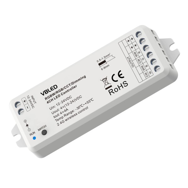 iNatus 4-Zonen Funkdimmer für RGB / RGBW / Dual Color (CCT) LED Bänder