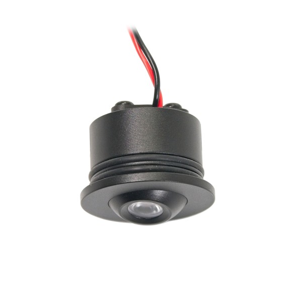 1W LED Mini Einbauspot - &quot;FOCOS&quot; Minispot - 12V DC - IP20 - 3000K - Schwenkbar - Schwarz