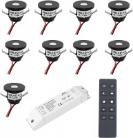 9er-Funk SET -1W LED Mini Einbauspot"ALDYNE" schwarz - 12VDC - IP44-3000K 60Lumen 9er-Funk SET -1W LED Mini Einbauspot"ALDYNE" schwarz - 12VDC - IP44-3000K 60Lumen