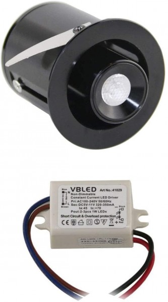 1er KIT - 1W Mini LED Einbaustrahler " TINI" Schwenk- und Höhenverstellbar