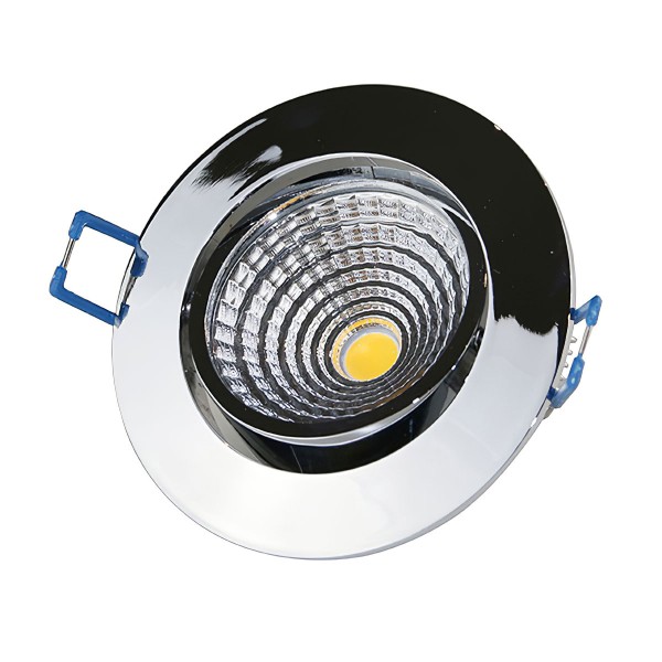 7W LED COB Einbaustrahler 3000K dimmbar - rund- chrom - glänzend