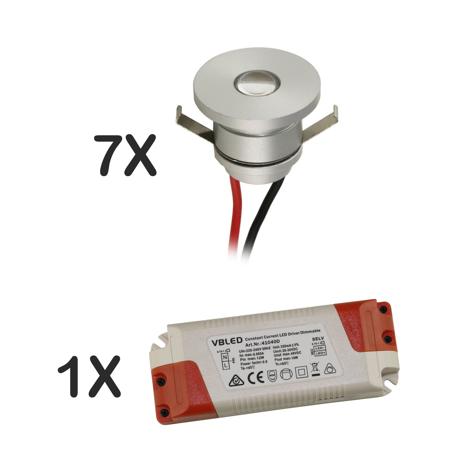 VBLED Lot de 3 mini spots LED encastrables en aluminium 1 W Noir 3000 K