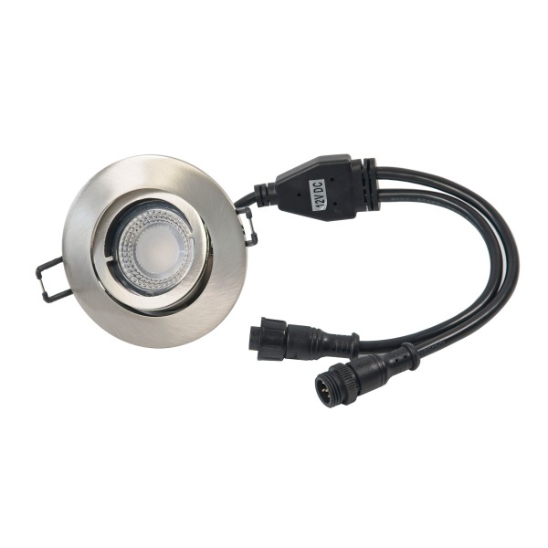 Einbaustrahler Set mit 7W RGB+W LED Module und Einbaurahmen in silber Optik gebürstet rund