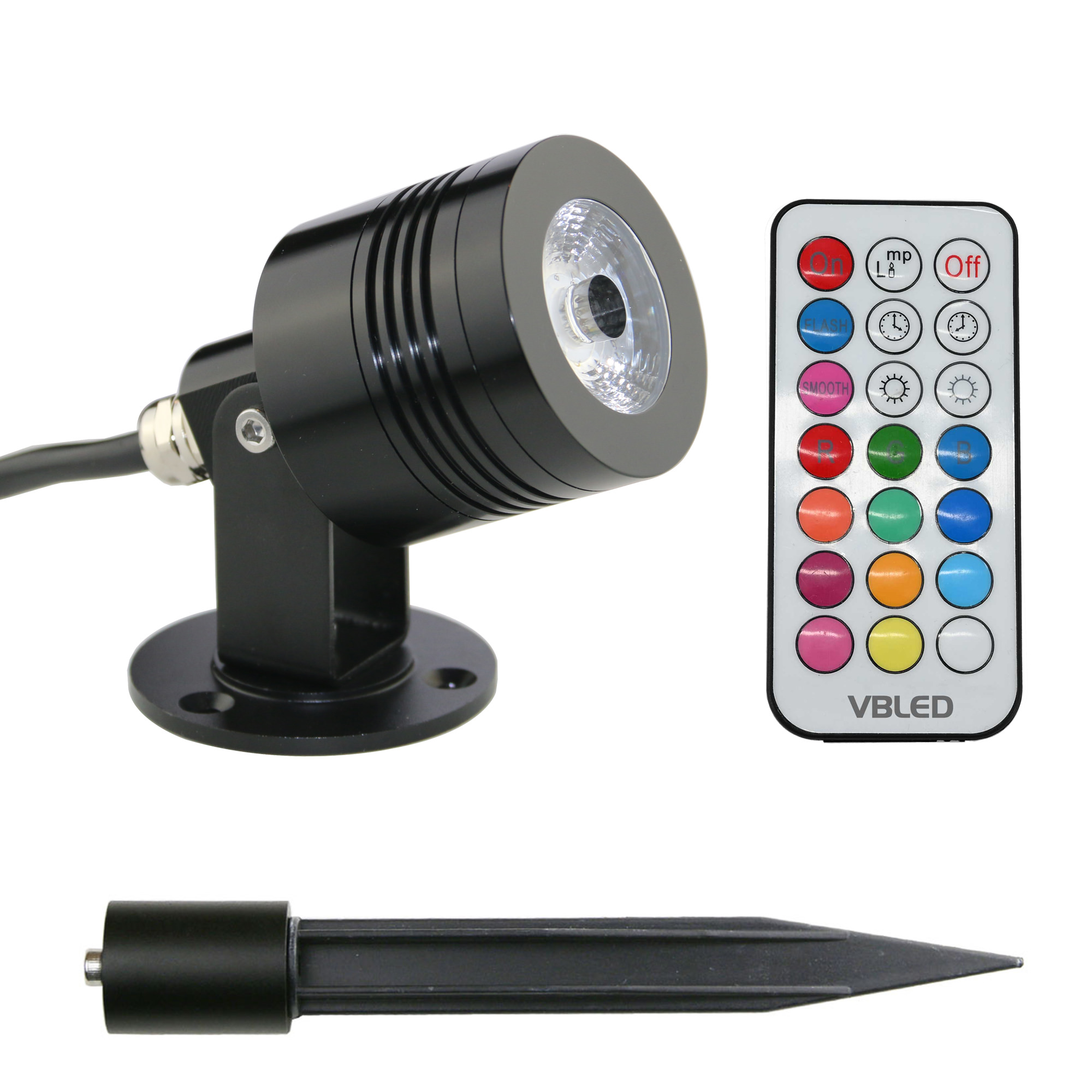 VBLED Gartenstrahler STAGNUM, Schwarz, IP65 – Für MR16 12V, Mit Erdspieß, 150 Mm Hoch