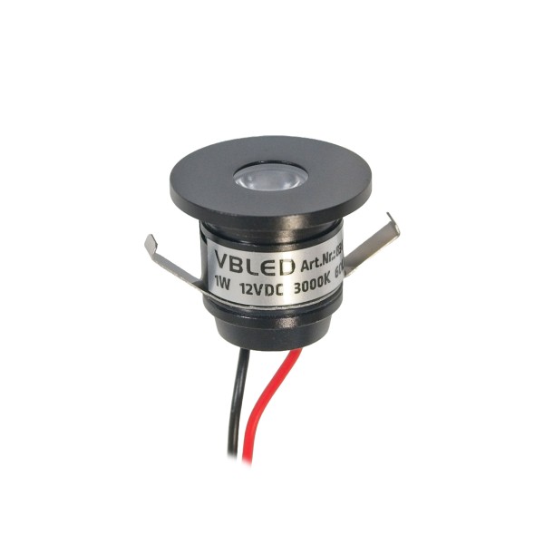 1W LED Mini Einbauspot &quot;ALDYNE&quot; schwarz - 12VDC - IP65 - 3000K
