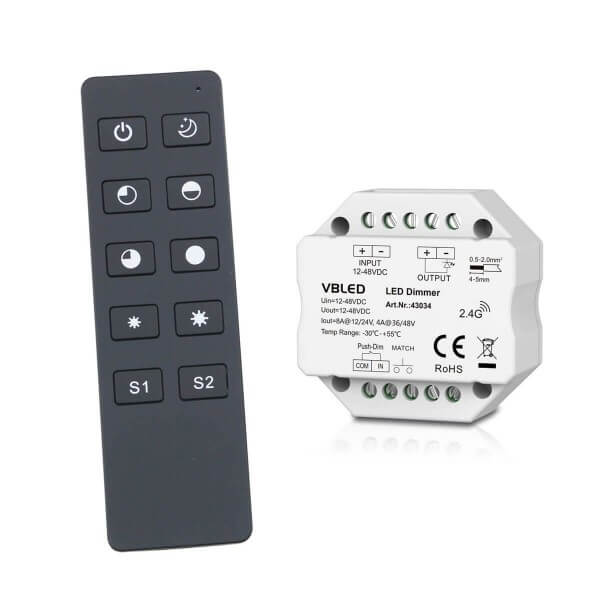 VBLED "INATUS" SET - Dimmer 12-48V DC incl 1-Kanal Fernbedienung