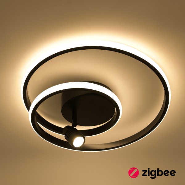 Smart Home Zigbee LED-Deckenleuchte mit Strahler &quot;Doculus&quot; 2-flammig 40W 3000K dimmbar